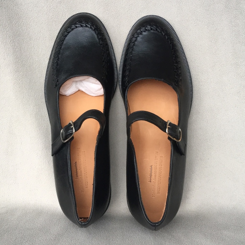 New Naguisa Berri Black Leather Mary Jane Flats 39 - Picture 7 of 11